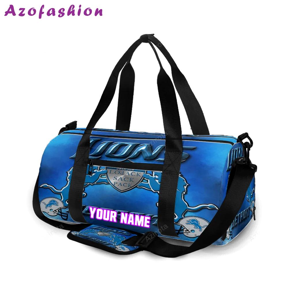 Detroit lions emblem 94 lawrence jackson personalized name travel bag gym bag 852 Travel Bag