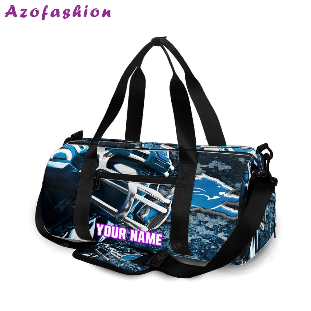 Detroit lions emblem helmet v2 personalized name travel bag gym bag 1199 Travel Bag