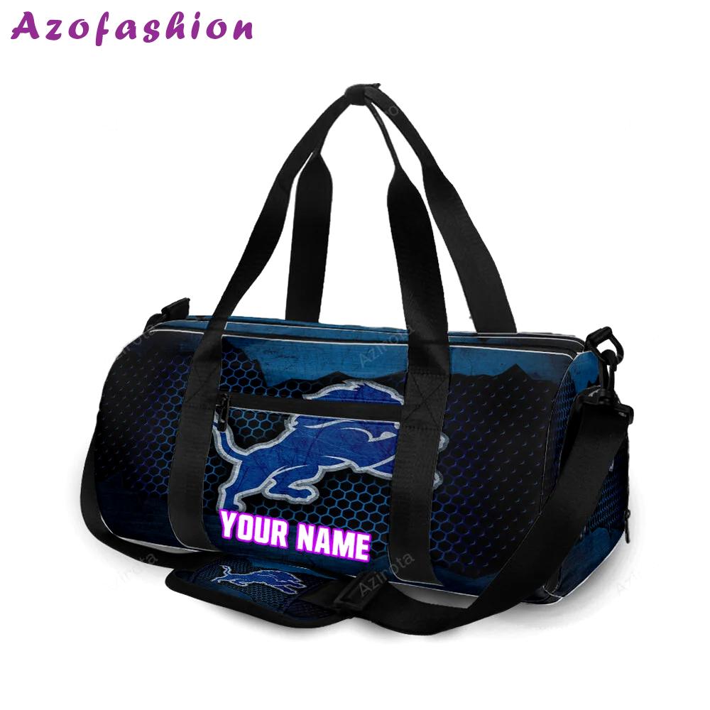 Detroit lions emblem metal personalized name travel bag gym bag 938 Travel Bag