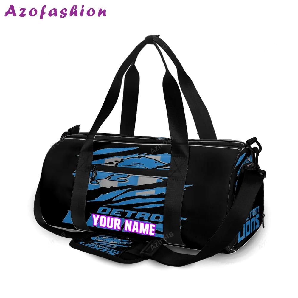 Detroit lions emblem scratch personalized name travel bag gym bag 995 Travel Bag
