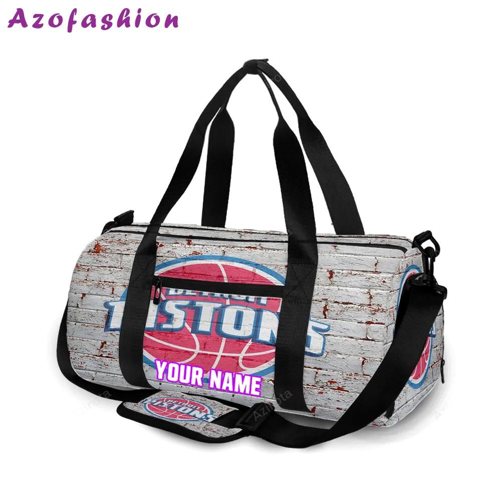 Detroit pistons white brick wall personalized name travel bag gym bag 1086 Travel Bag