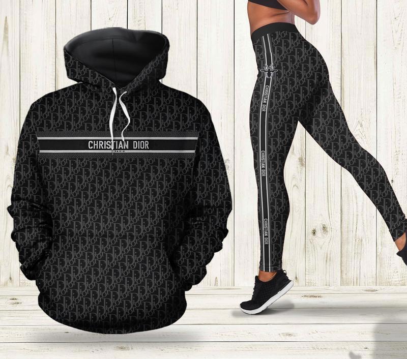 Dior black hoodie leggings luxury brand clothing clothes outfit for women 132 hcst 69 Hoodie Leggings Set