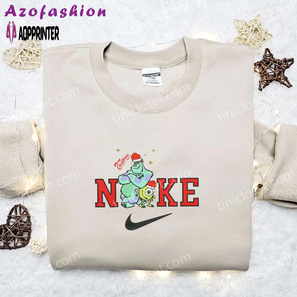 Disney christmas embroidered sweatshirt: james p sullivan and mike wazowski x nike – perfect holiday gift Embroidered Shirt