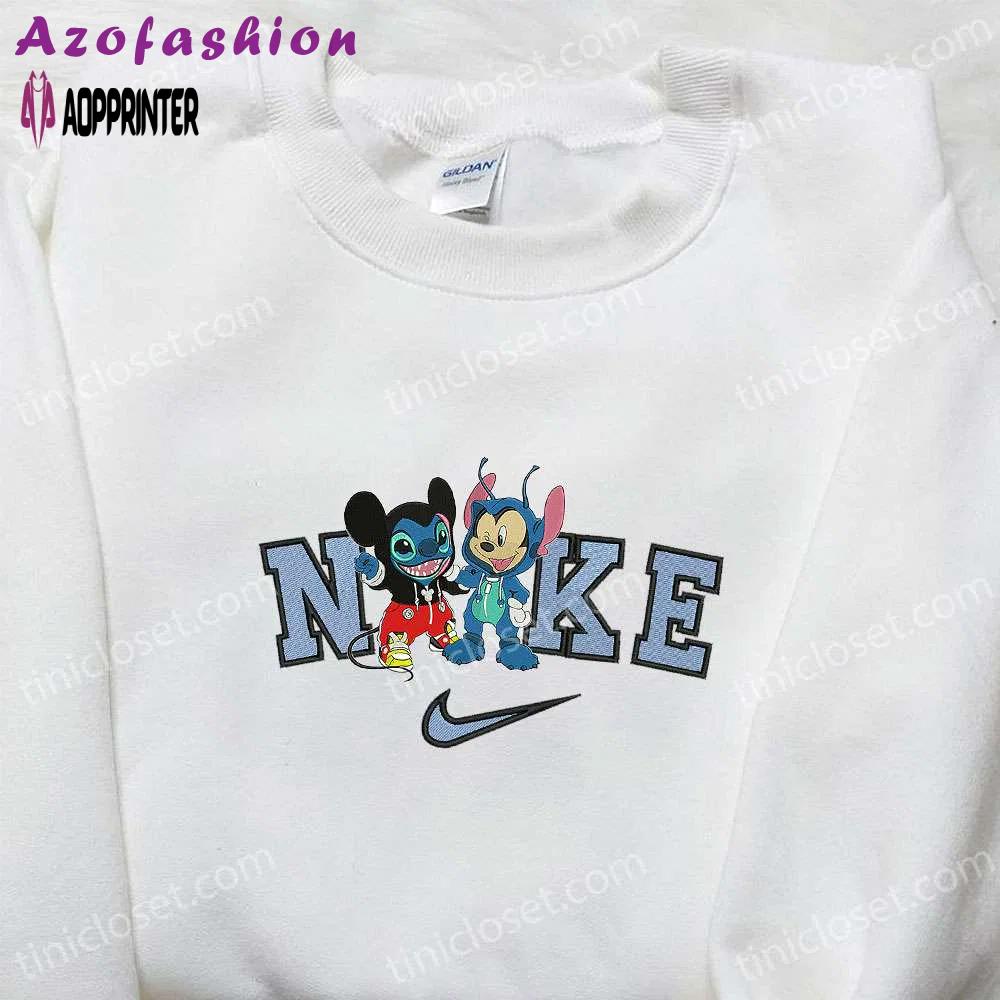 Disney halloween nike x mickey stitch embroidered shirt: unique nike inspired design Embroidered Shirt
