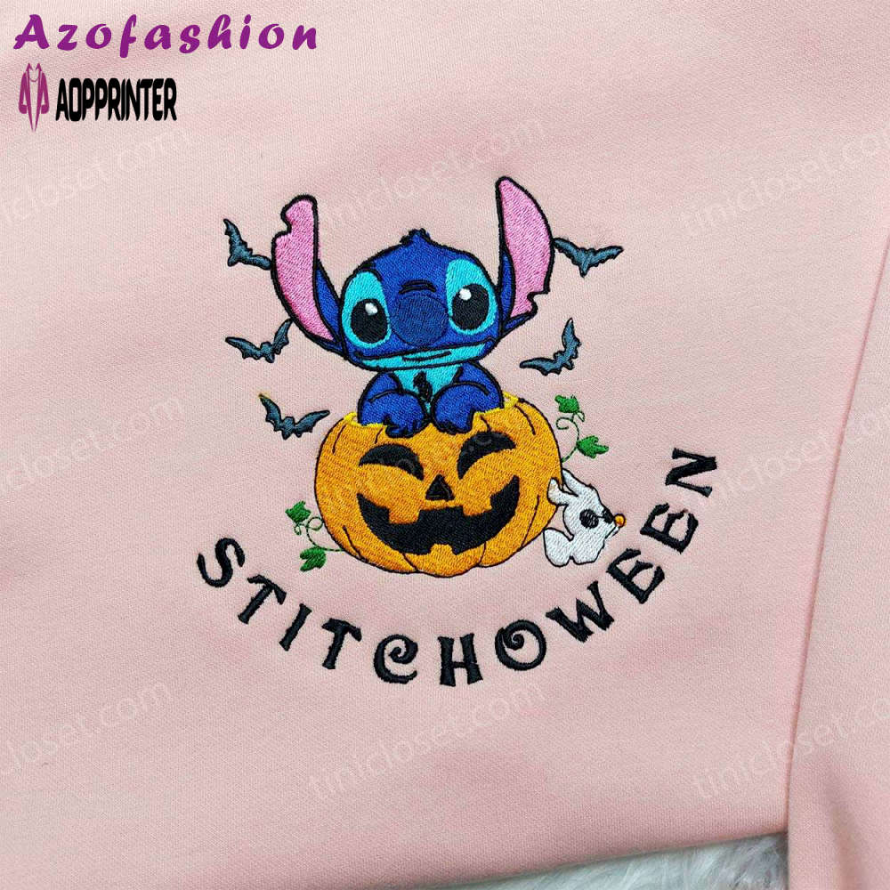 Disney halloween shirts: stitchoween pumpkin shirt & lilo & stitch embroidered hoodie Embroidered Shirt