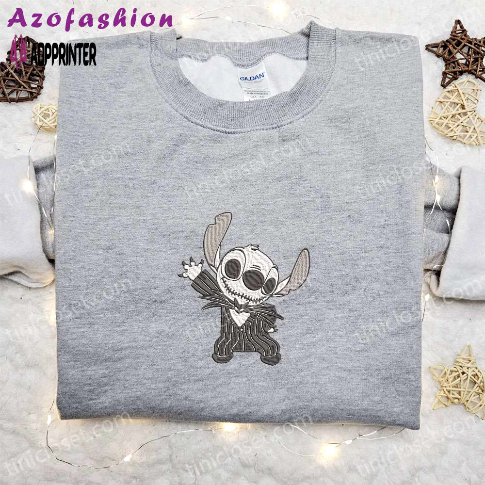 Disney jack skellington stitch cosplay sweatshirt – funny halloween embroidered shirt t-shirt Embroidered Shirt