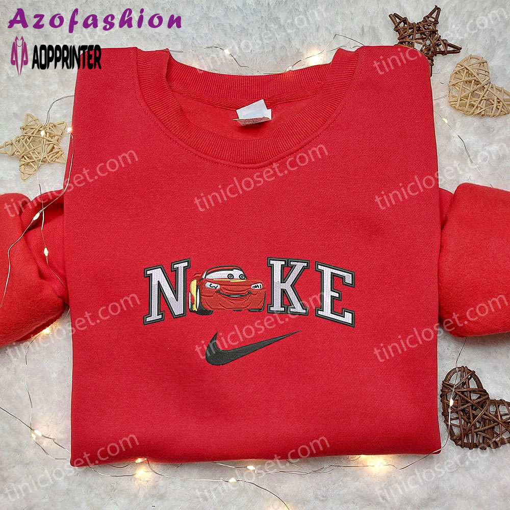 Disney lightning mcqueen x nike cartoon embroidered shirt – fun & stylish disney characters inspired nike shirt Embroidered Shirt