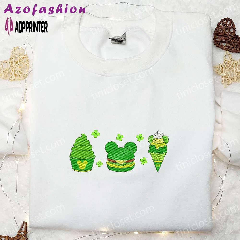 Disney saint patrick’s day snacks shirt & characters hoodie: festive gift ideas Embroidered Shirt