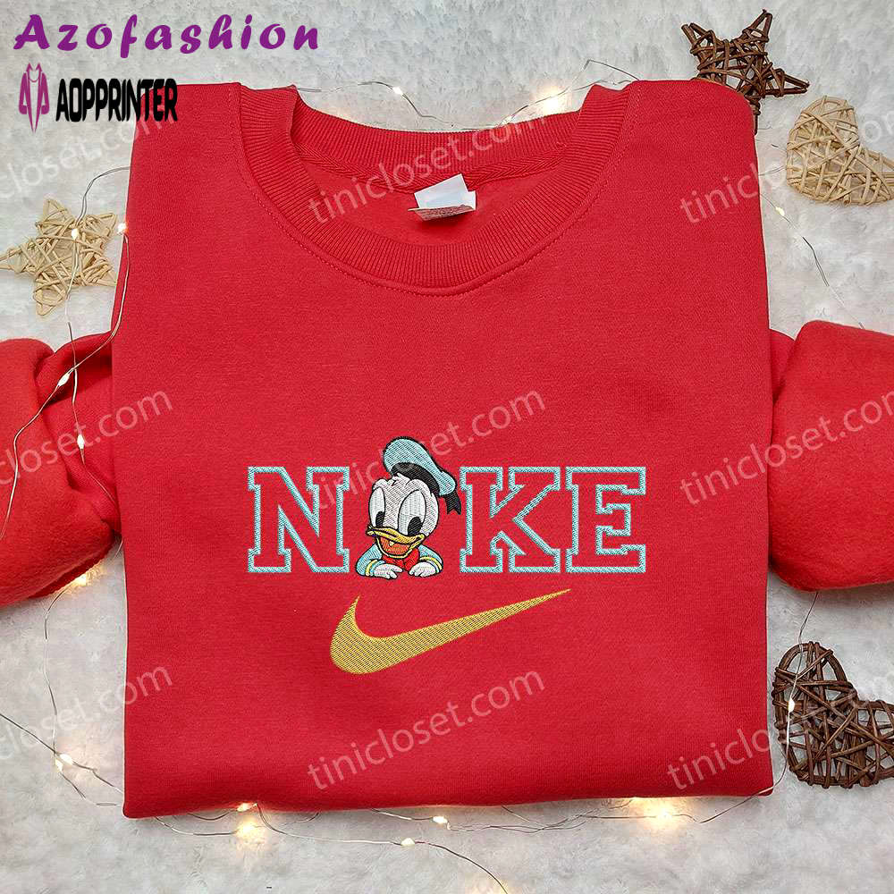 Disney x nike baby donald duck embroidered hoodie & shirt: cute and stylish nike-inspired baby apparel Embroidered Shirt