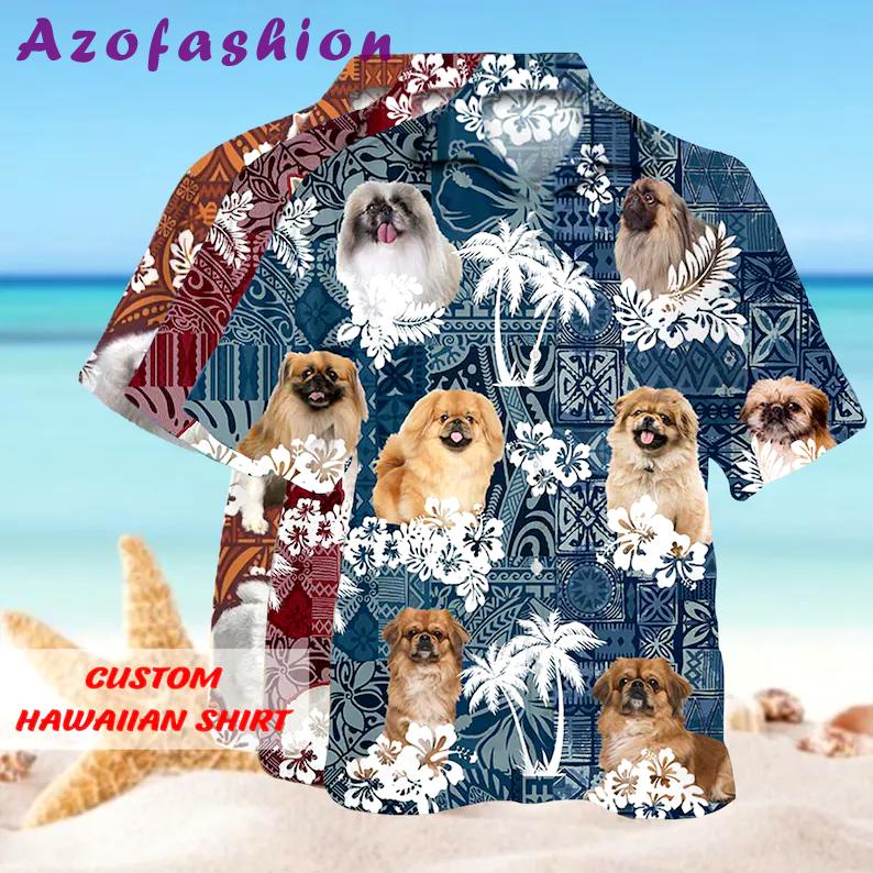 Dog face custom photo hawaiian shirt summer beach aloha 3 Hawaii Shirt Shorts & Flip Flops