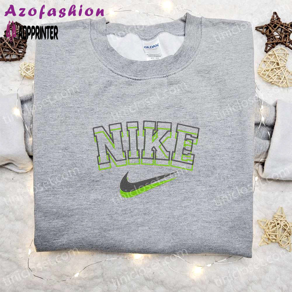 Double outline x nike embroidered sweatshirt – best nike inspired family birthday gift Embroidered Shirt