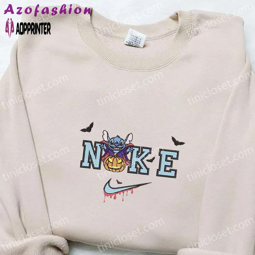 Dracula pumpkin x nike embroidered sweatshirt lilo and stitch disney shirt – the best halloween gift Embroidered Shirt