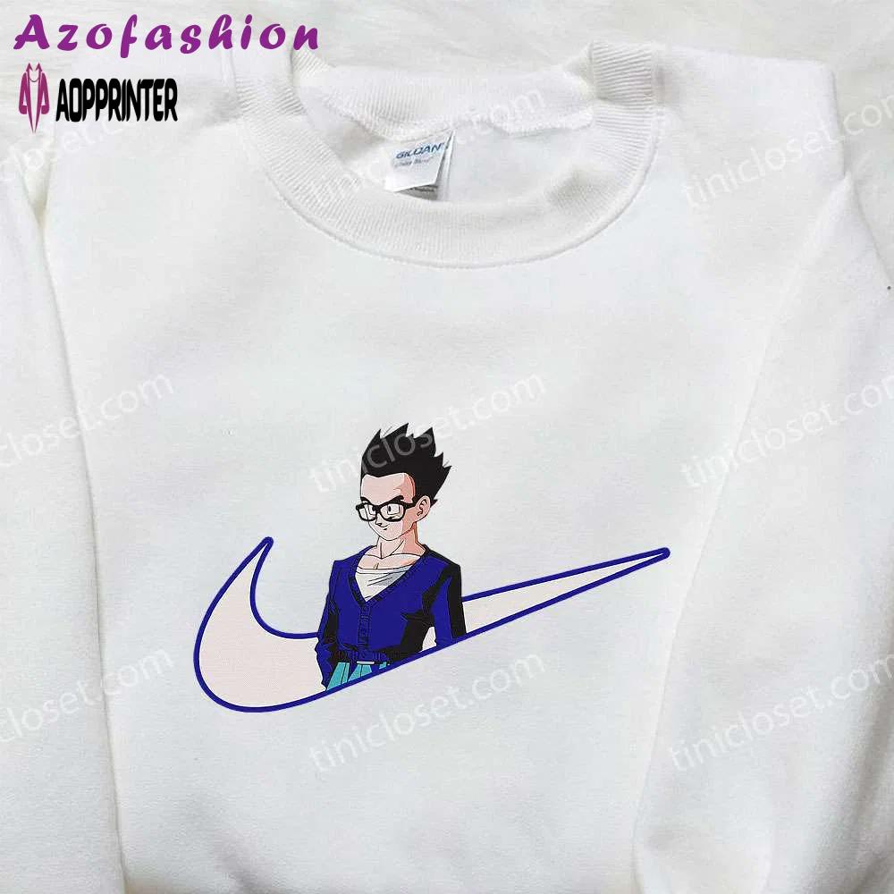 Dragon ball gohan x nike embroidered hoodie & shirt: anime-inspired nike swoosh apparel Embroidered Shirt