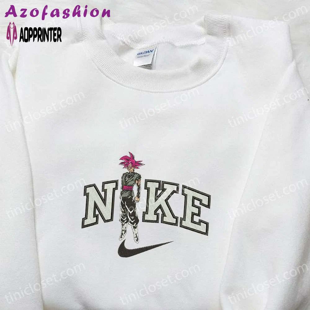 Dragon ball goku super saiyan rose x nike anime embroidered tshirt – nike inspired shirt Embroidered Shirt