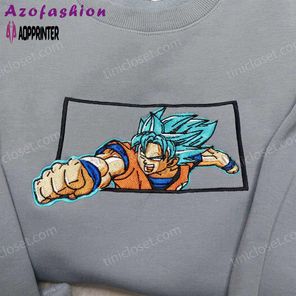 Dragon ball goku vegeta super saiyan blue embroidered shirt sweatshirt & hoodie: anime-inspired must-haves Embroidered Shirt