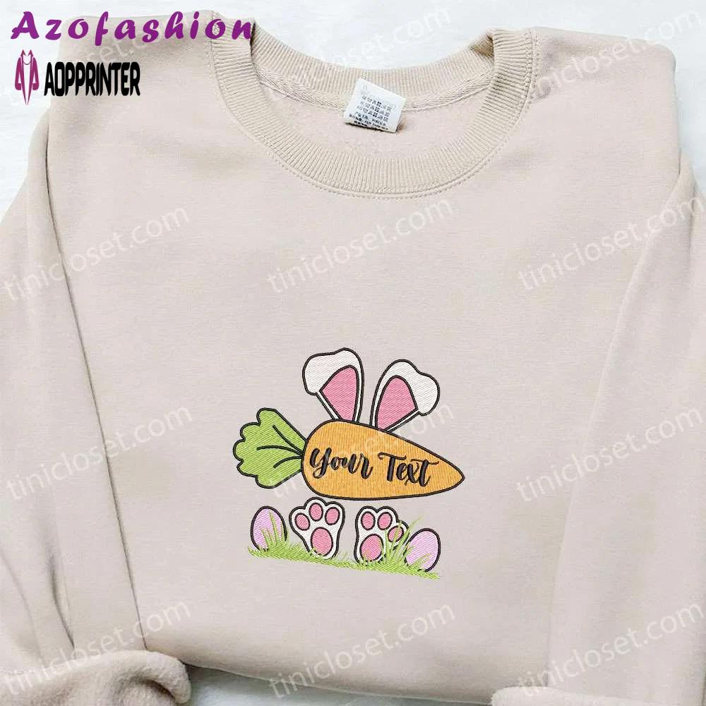 Easter bunny carrot shirt & custom name hoodie: unique thanksgiving gift ideas Embroidered Shirt