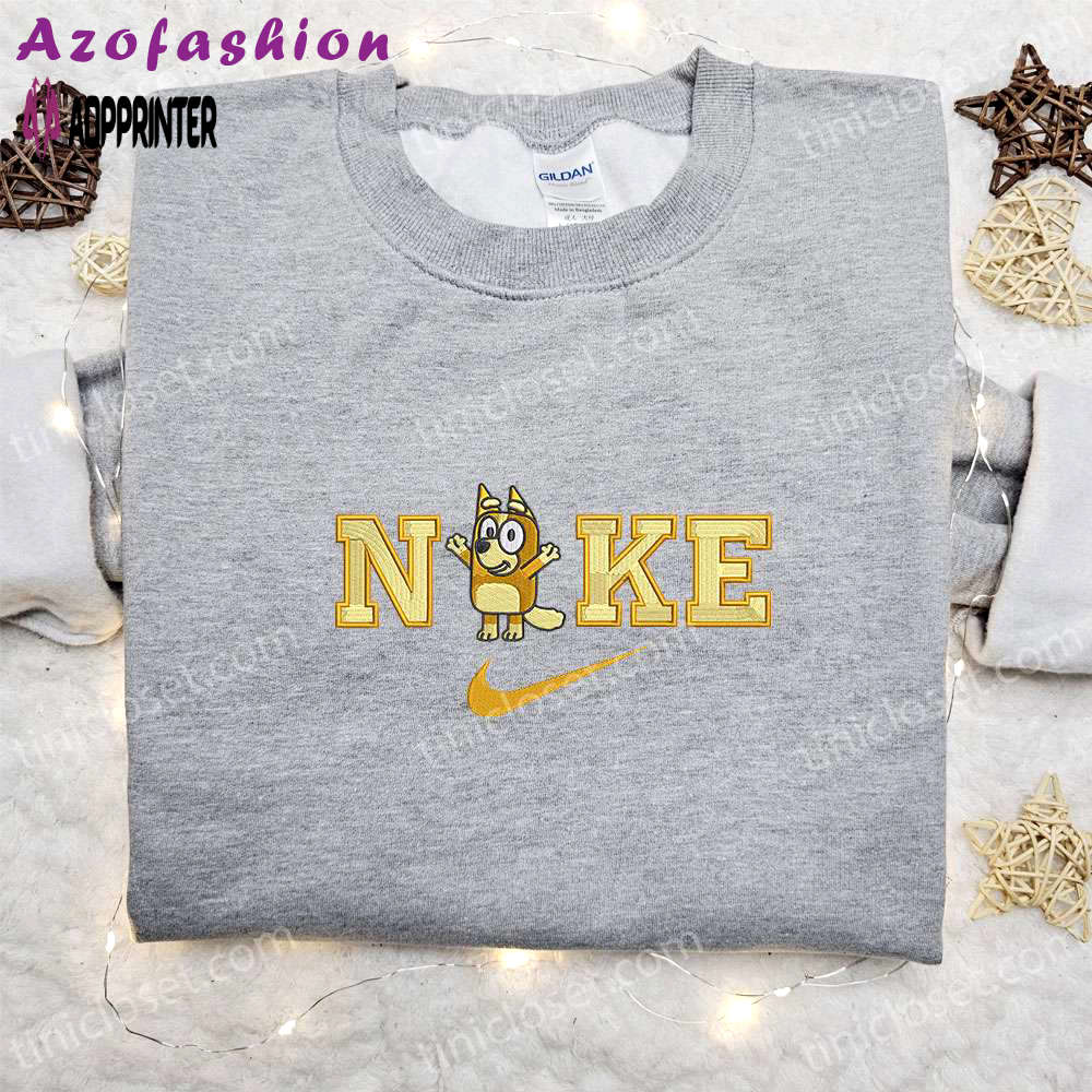 Embroidered bingo x nike cartoon hoodie & bluey shirt – nike inspired fashion Embroidered Shirt