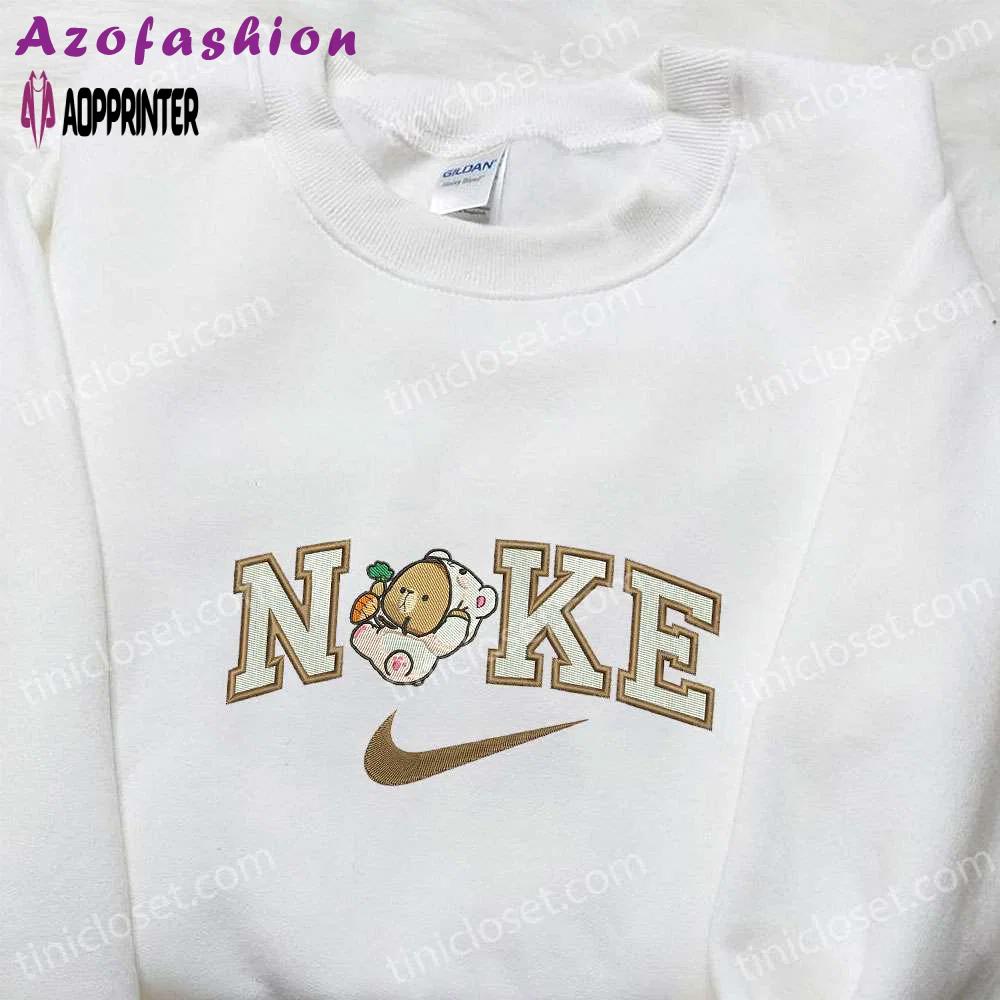 Embroidered mocha bear x nike shirt: stylish milk & mocha & nike inspired design Embroidered Shirt