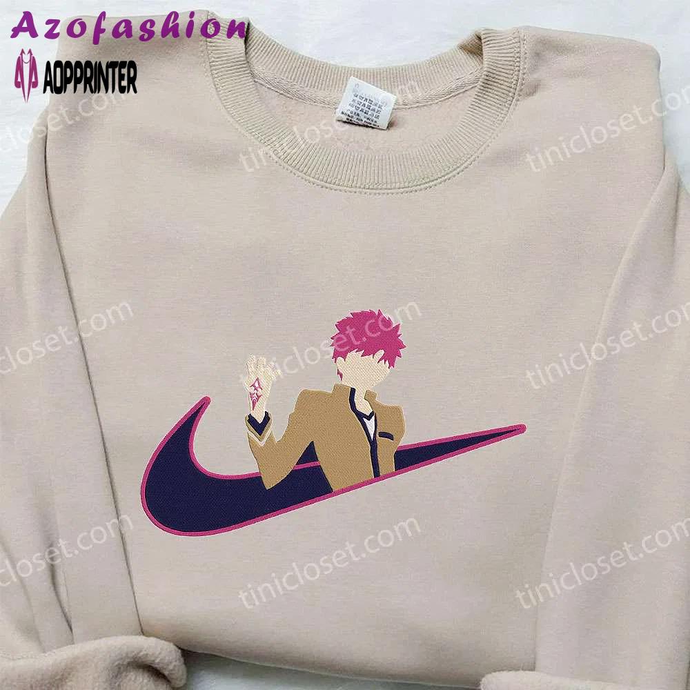 Emiya shirou x nike swoosh anime hoodie & type moon embroidered shirt: stylish nike inspired apparel Embroidered Shirt