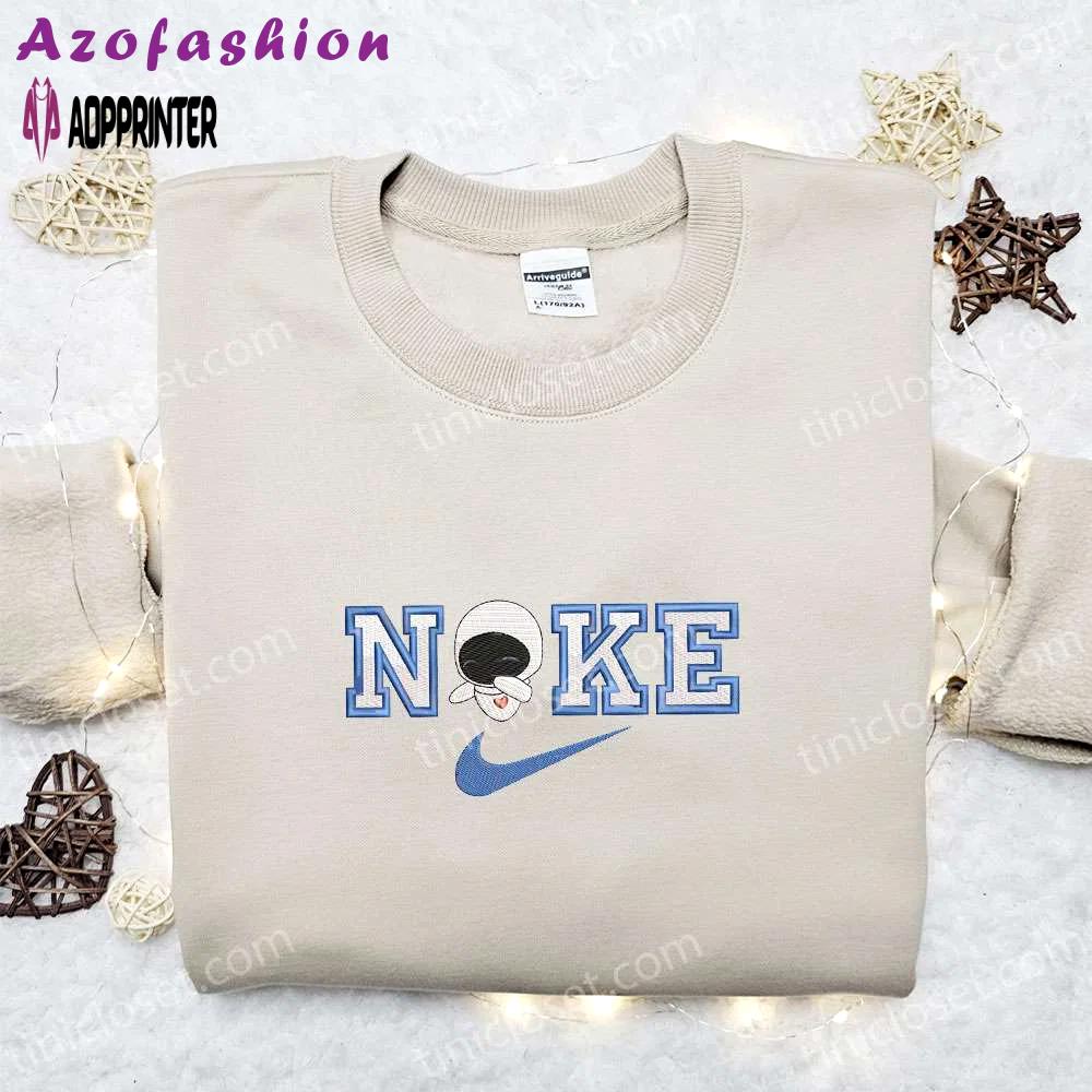 Eve x nike cartoon embroidered shirt wall e & nike inspired design Embroidered Shirt