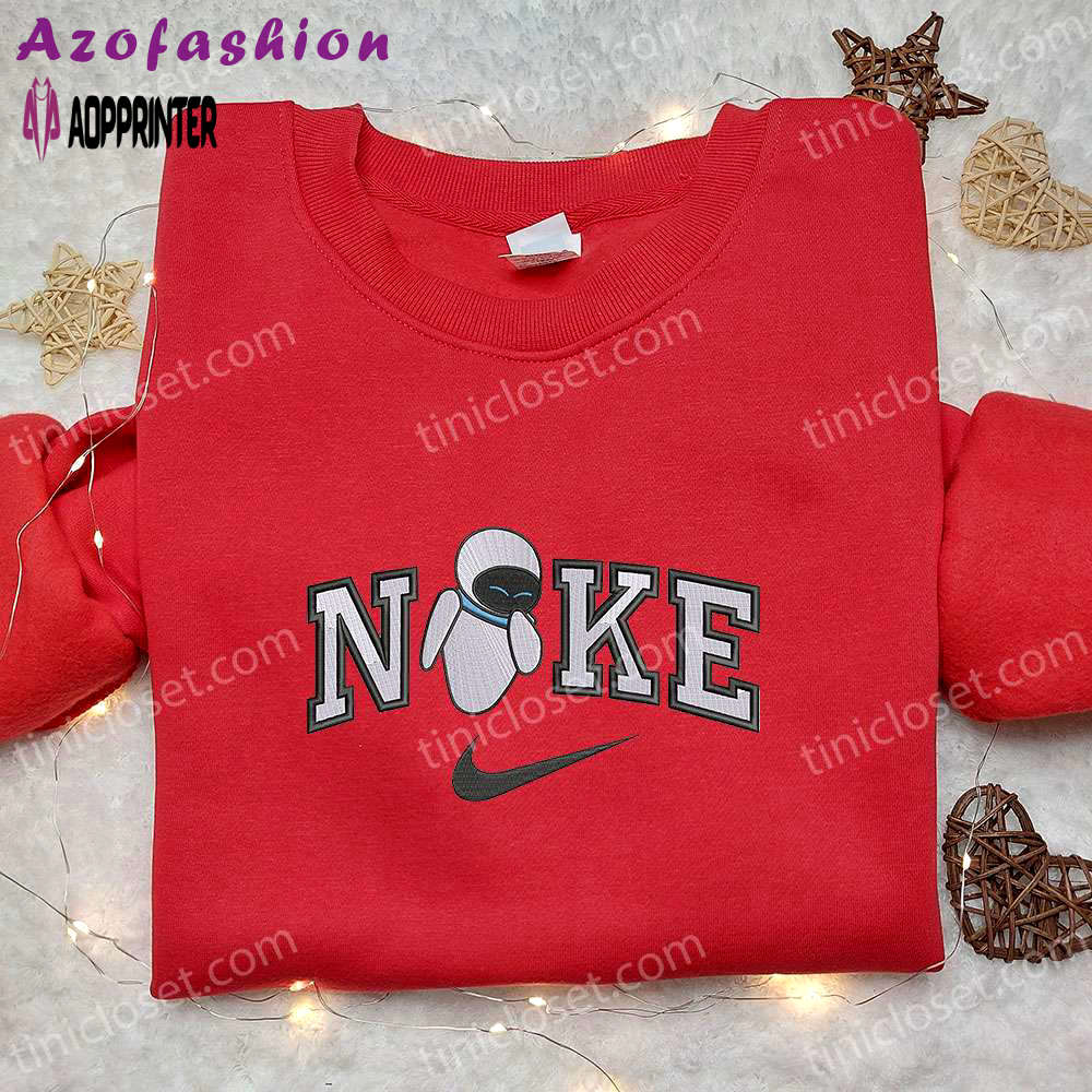 Eve x nike cartoon embroidered tshirt – wall e & nike inspired shirt Embroidered Shirt