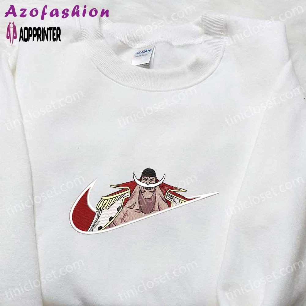 Exclusive edward newgate x nike swoosh anime & one piece embroidered shirt – custom nike design Embroidered Shirt
