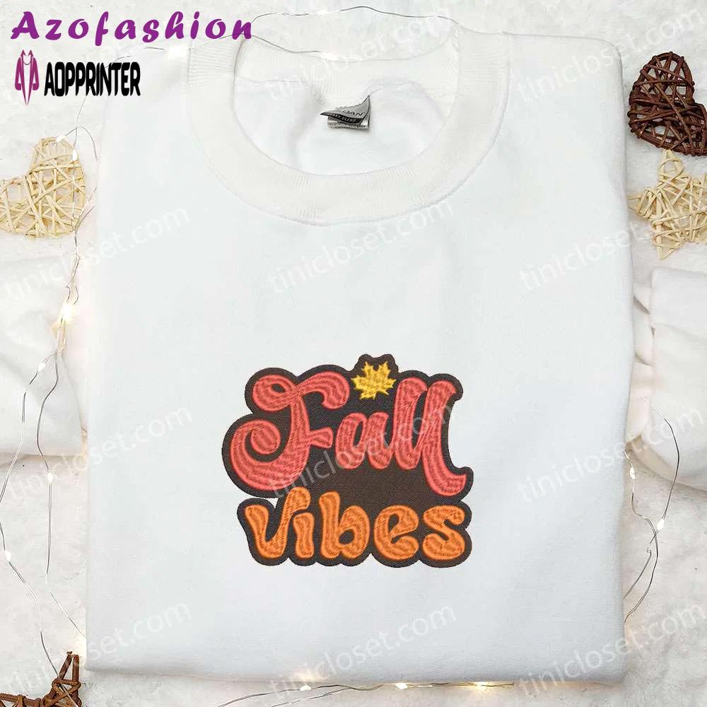 Fall vibes embroidered sweatshirt autumn halloween hoodie halloween shirt Embroidered Shirt