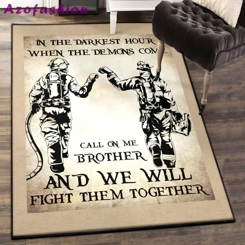 Firefighter gift art deco rug, fireman in the darkest hour rug Rectangle Rug