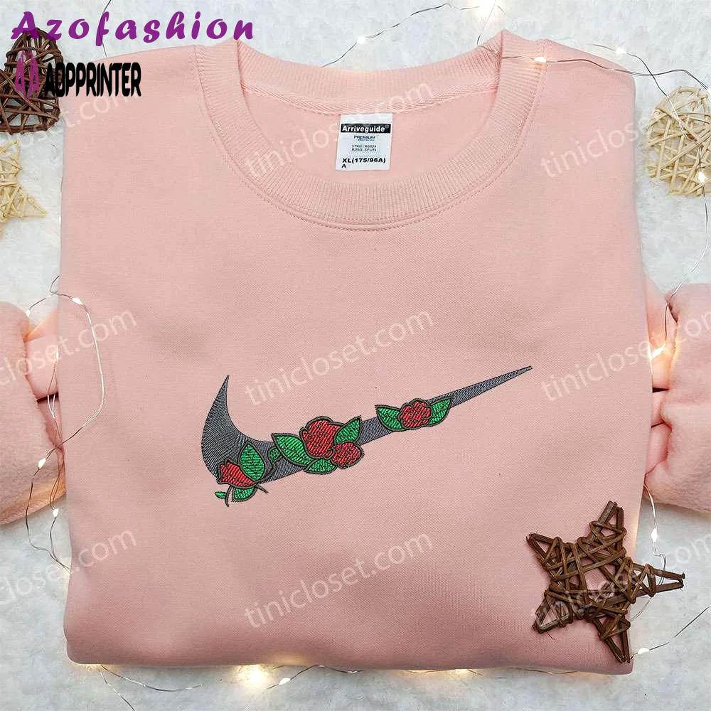 Flower x nike embroidered shirt: perfect gift for wife custom design Embroidered Shirt