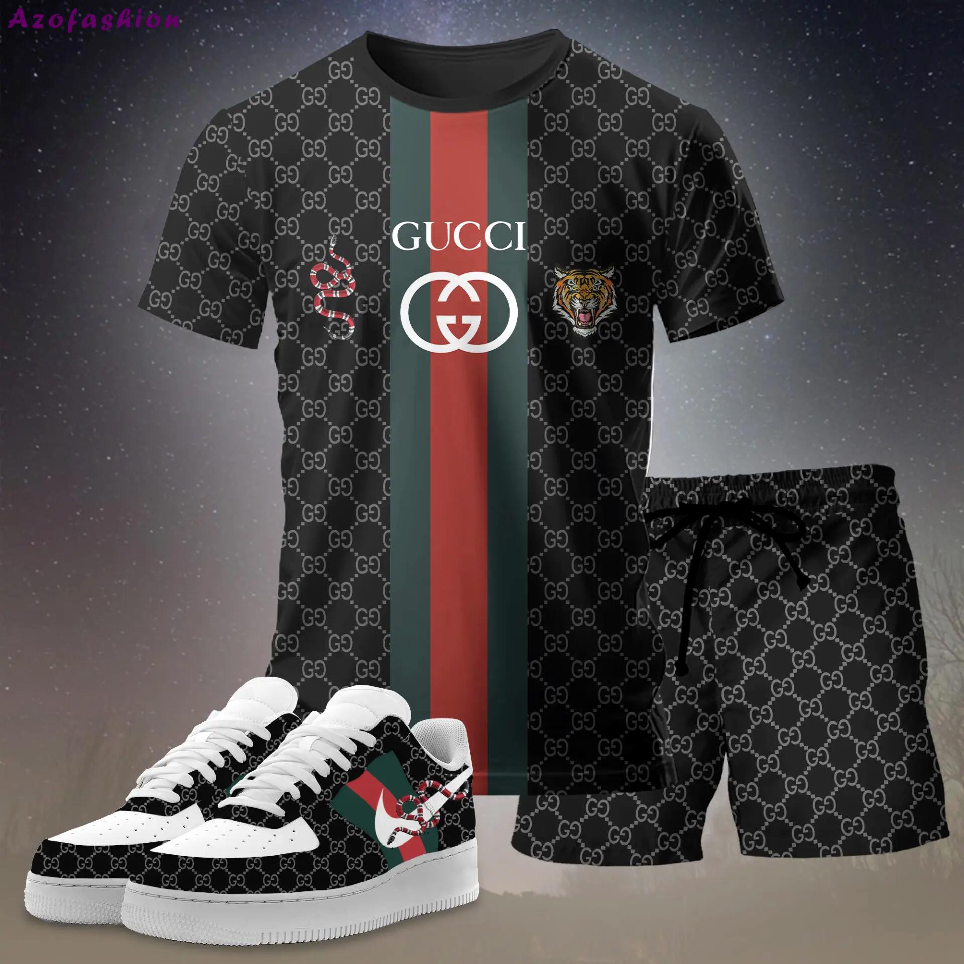 For the girls who love bold dark statement fits, graphic stripe tiger tee outfit t-shirt – black monogram print | casual everyday outfit aesthetic ideas T-Shirt Short Sneakers Set