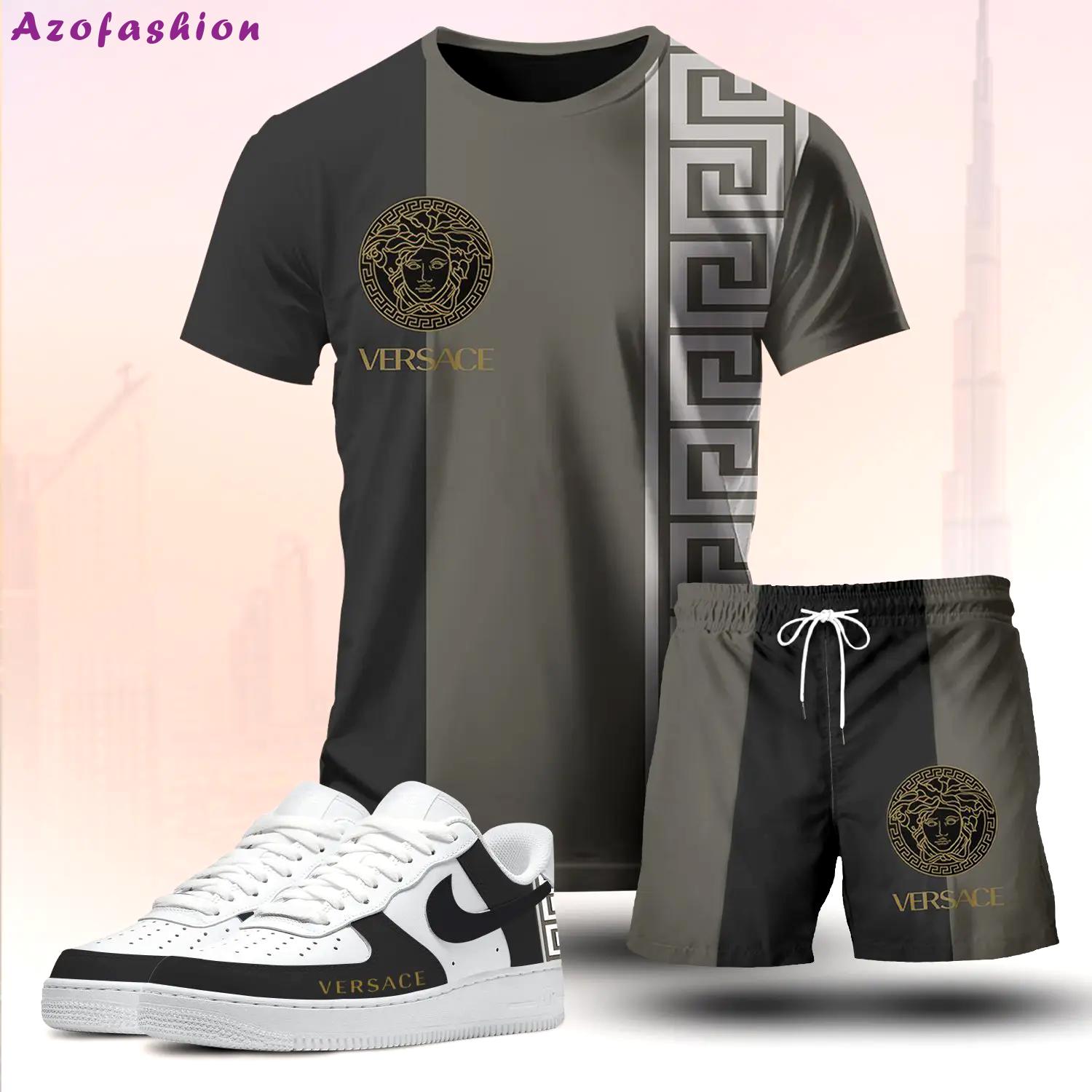 For the girls who love dark neutral balance, minimal split logo tee outfit t-shirt – black and olive graphic print | clean girl aesthetic outfit ideas T-Shirt Short Sneakers Set