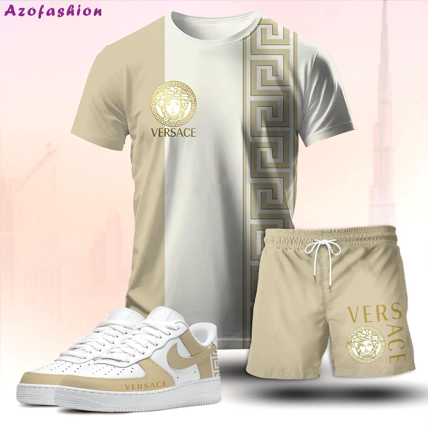 For the girls who love soft neutral luxury vibes, minimal graphic tee outfit t-shirt – beige split tone logo print | clean girl aesthetic outfit ideas T-Shirt Short Sneakers Set