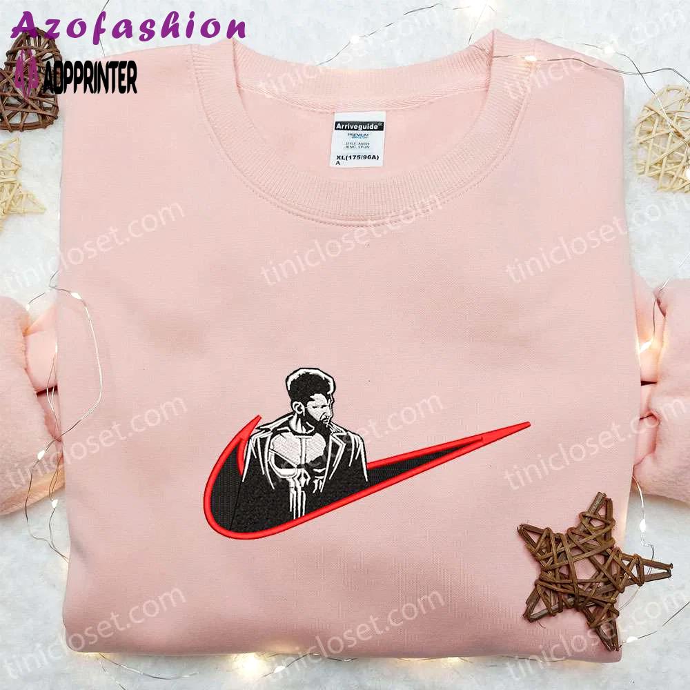 Frank castle x nike embroidered shirt marvel universe sweatshirt custom hoodie Embroidered Shirt