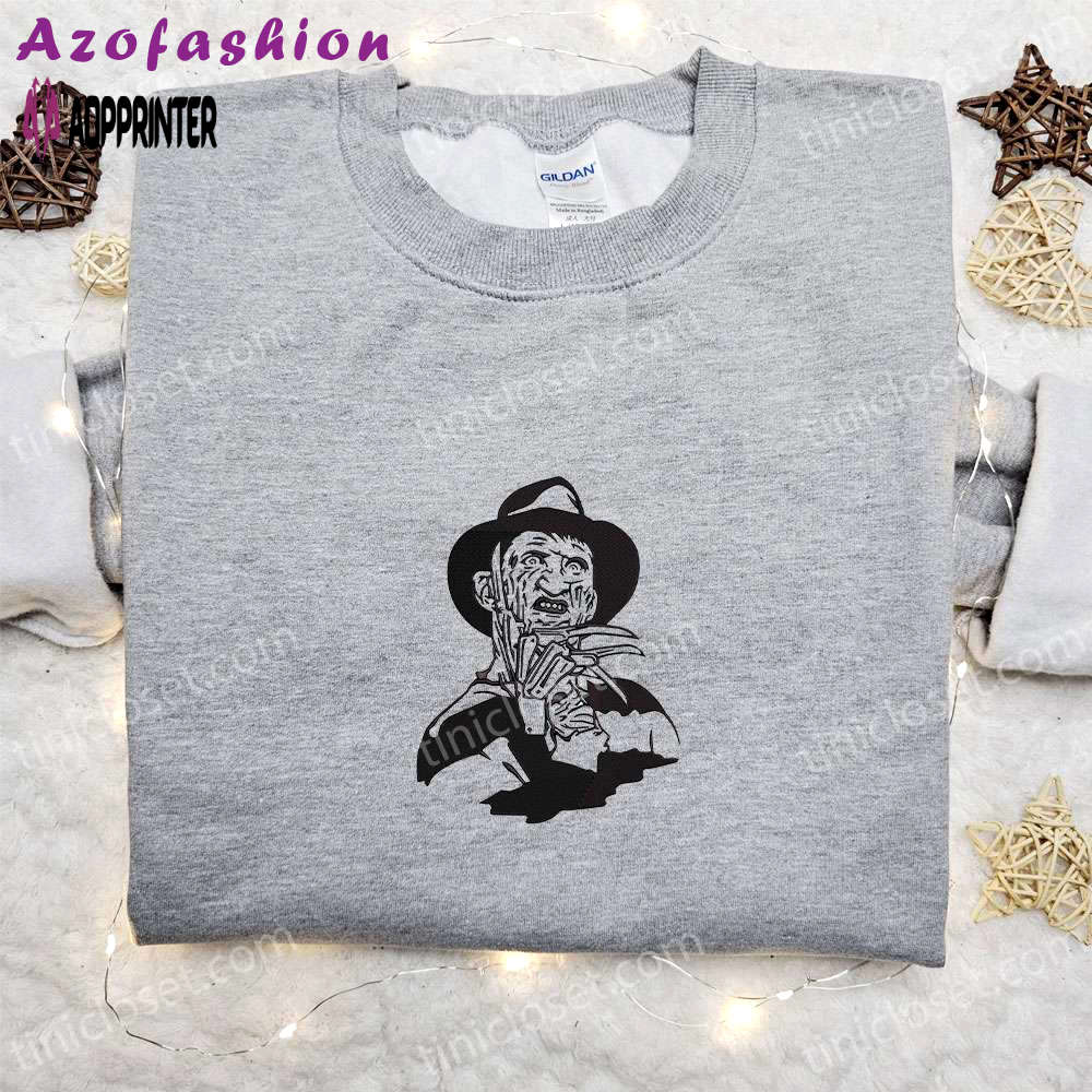 Freddy krueger embroidered sweatshirt: silhouette horror movies hoodie – best halloween gift ideas Embroidered Shirt