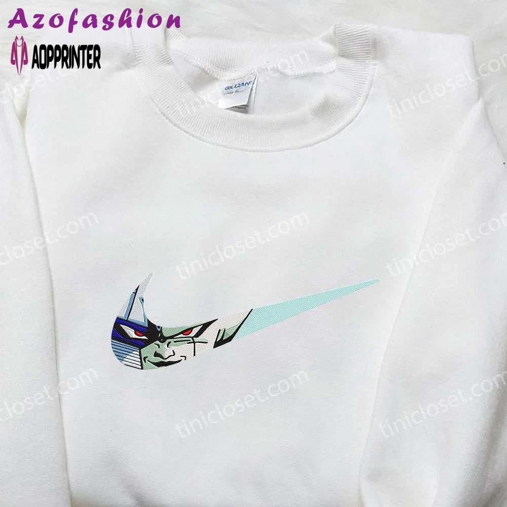 Frieza x nike swoosh anime hoodie dragon ball & nike inspired embroidered shirt Embroidered Shirt