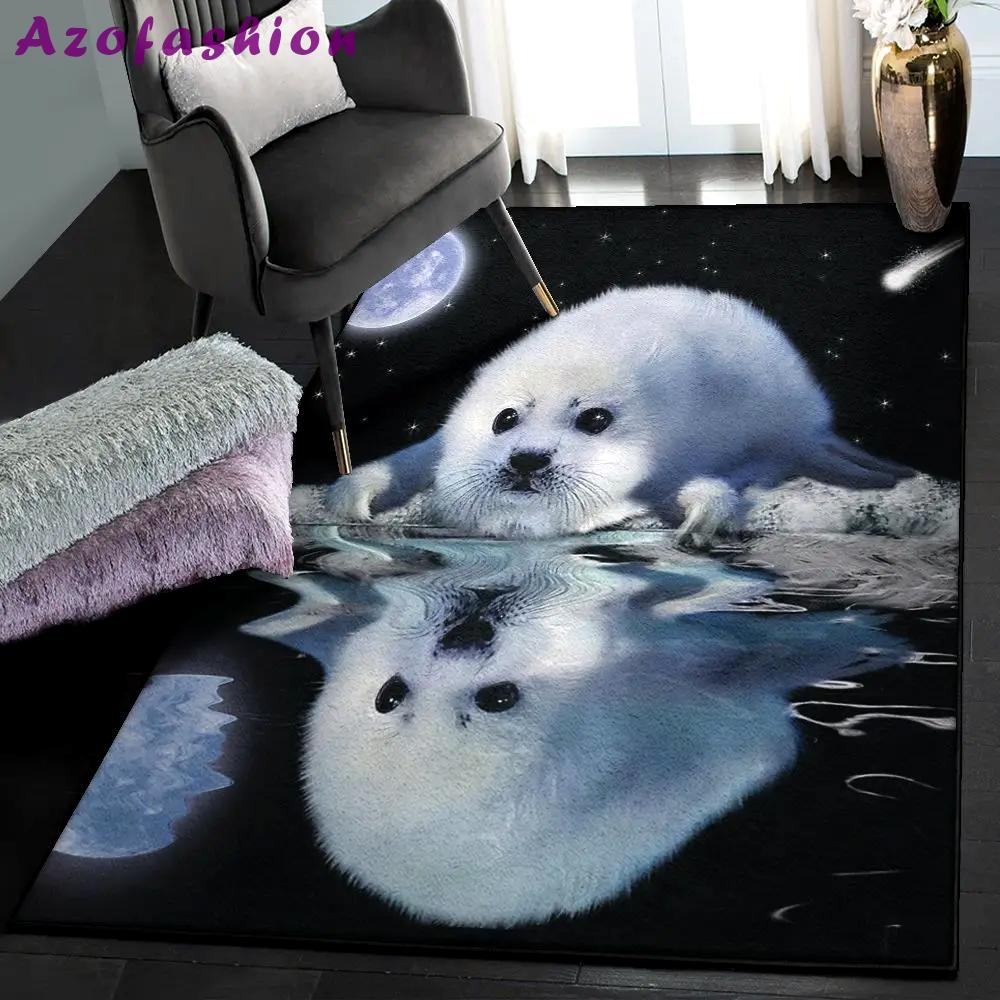 Funny seal bedroom rugs, the harp seal rug Rectangle Rug