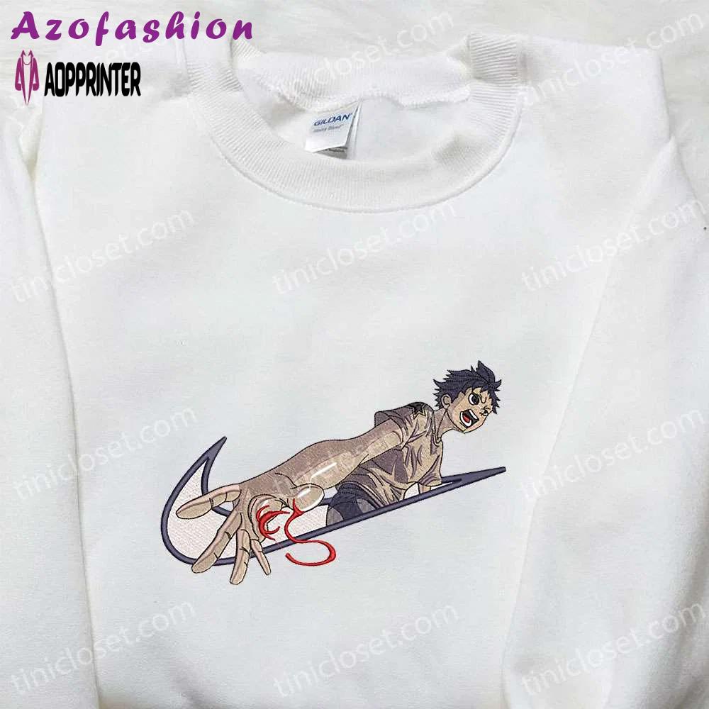 Ganta igarashi x nike swoosh anime embroidered shirt: deadman wonderland & nike inspired Embroidered Shirt