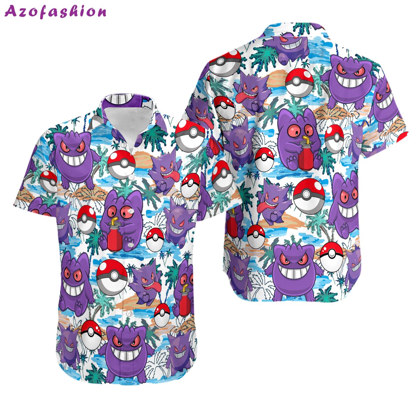 Gengar pokemon hawaiian shirt Hawaii Shirt Shorts & Flip Flops