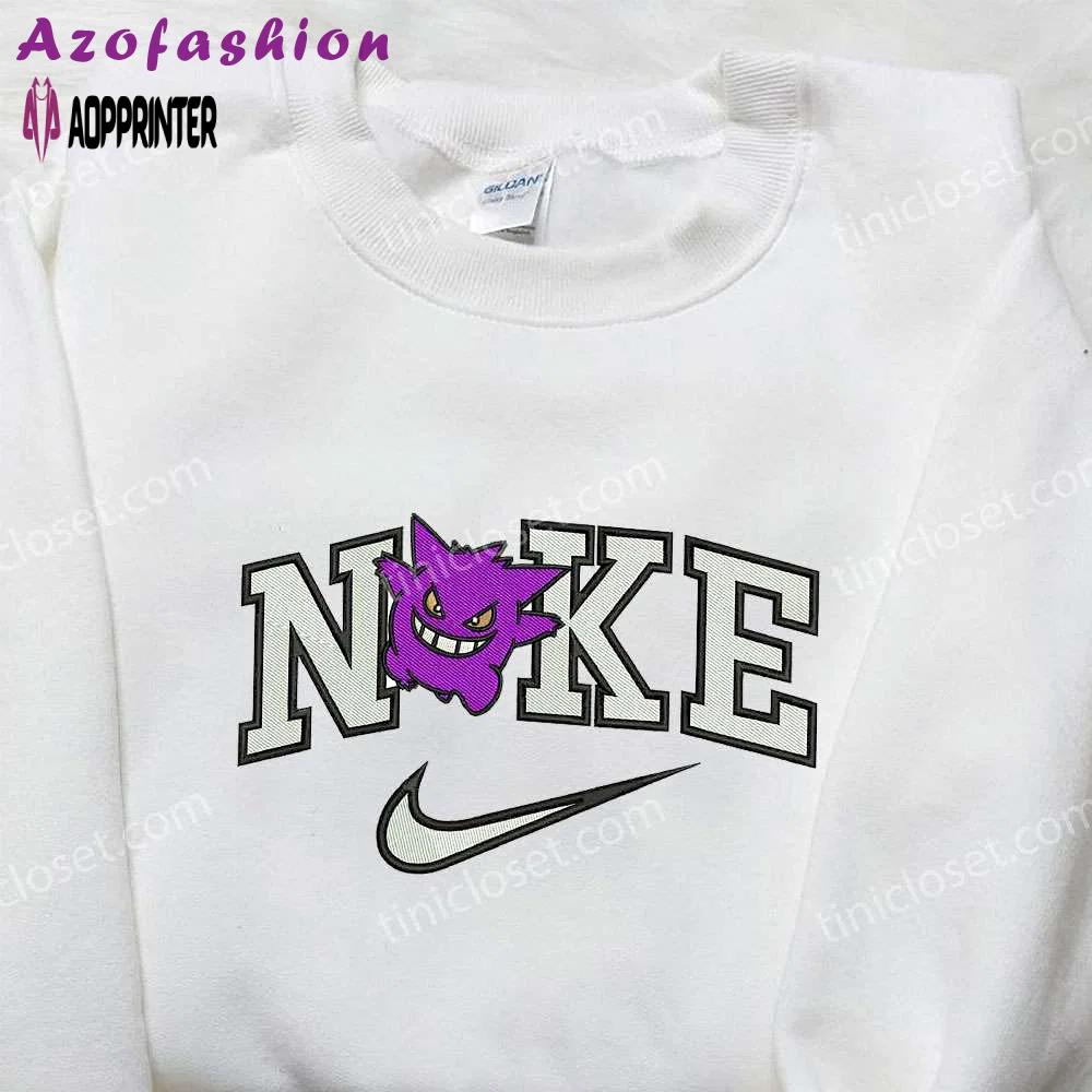 Gengar pokemon x nike embroidered shirt: anime and pokemon fans must-have! Embroidered Shirt