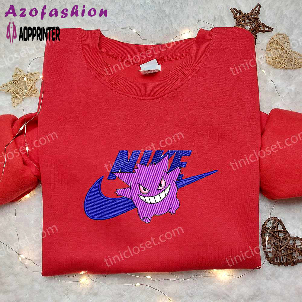 Gengar x nike embroidered hoodie pokemon & nike inspired shirt Embroidered Shirt