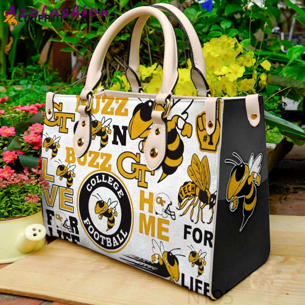 Georgia tech yellow jackets leather handbag gift for women 2709 Women Leather Hand Bag