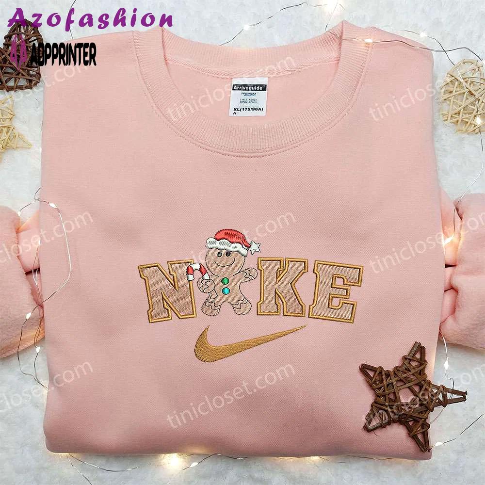 Get festive with gingerbread xmas x nike embroidered hoodie & shirt – best christmas gift ideas Embroidered Shirt