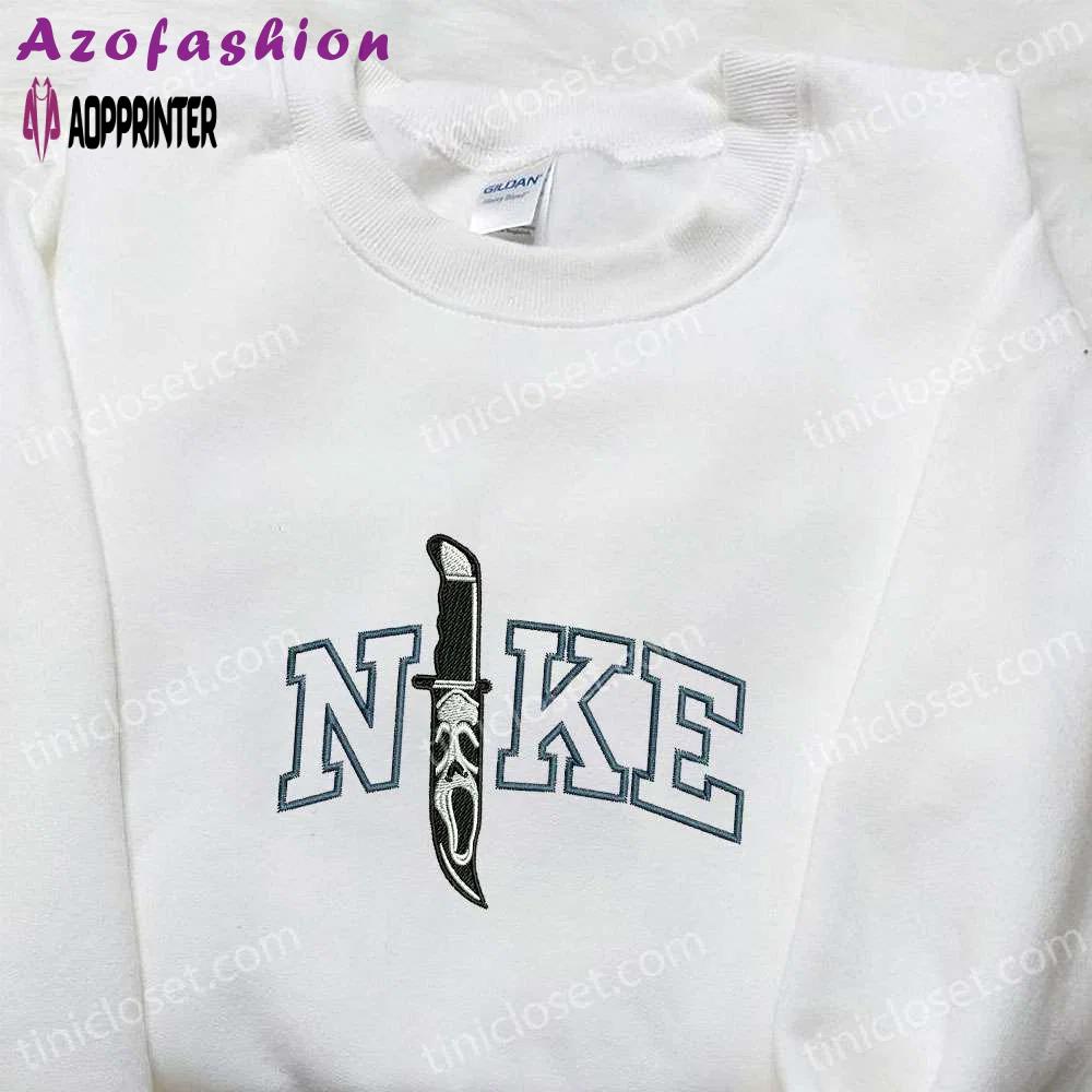 Ghostface knife x nike movie embroidered shirt: best halloween gift with nike inspiration Embroidered Shirt