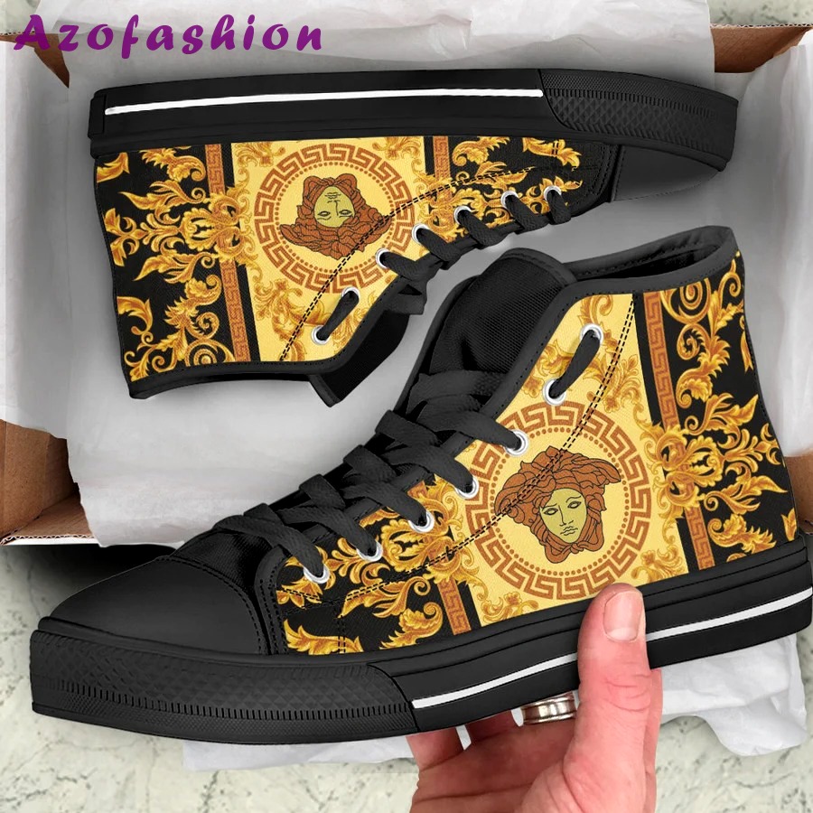 Gianni versace black high top canvas shoes sneakers hot best for men women hot 2023 42 High Top Canvas Shoes