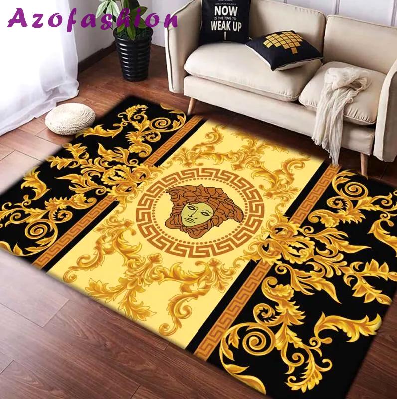 Gianni versace gold logo type 1027. Upgrade Your Living Room with Luxury Home Decor: Area Carpets, Floor Decor, Door Mats, and Hot Gift Items with style a High-End Fashion Brand Rectangle Rug