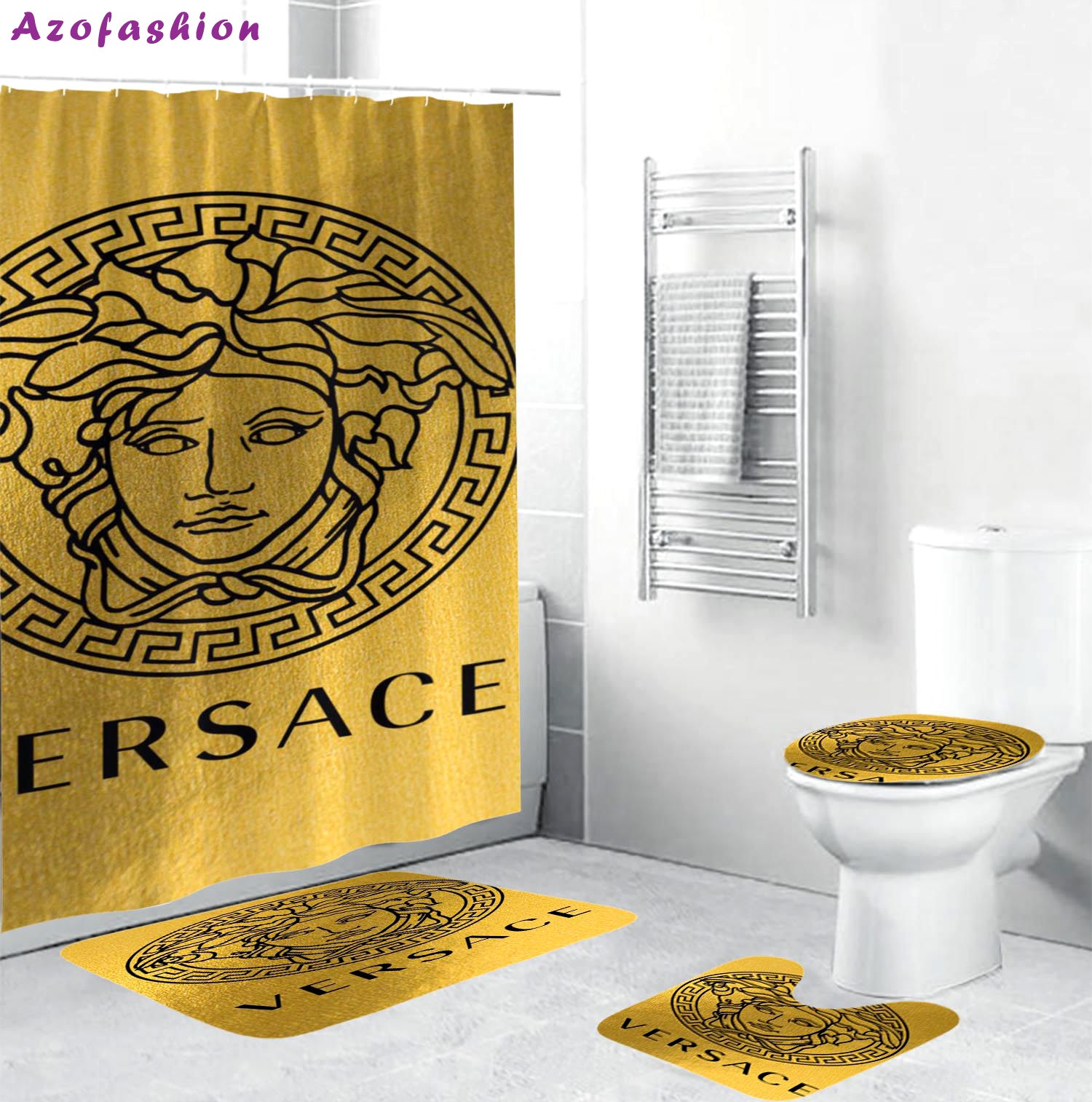 Gianni versace golden hypebeast luxury fashion brand home decor bathroom sets bath mat Bathroom Set