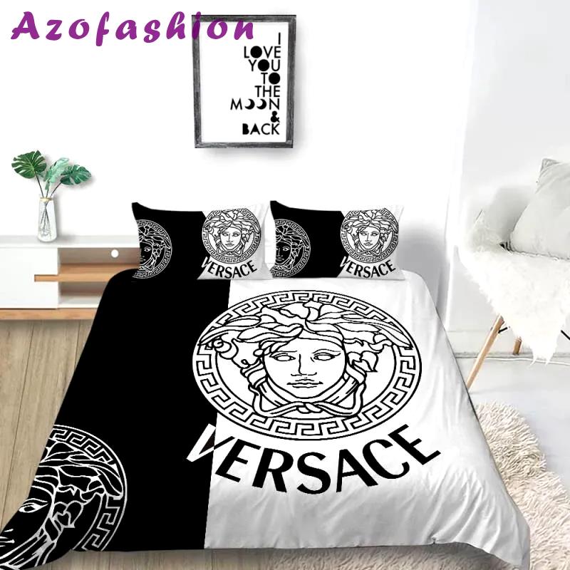 Gianni versace new logo hot luxury brand bedding sets bedspread duvet cover set, bedroom decor , thanksgiving decorations for home best luxury bed sets gift thankgivings and christmas Bedding Sets