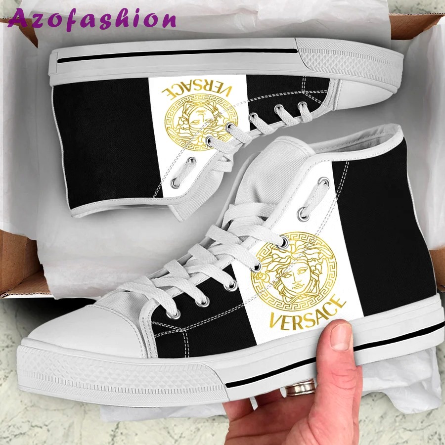 Gianni versace white black high top canvas shoes sneakers hot best for men women hot 2023 58 High Top Canvas Shoes