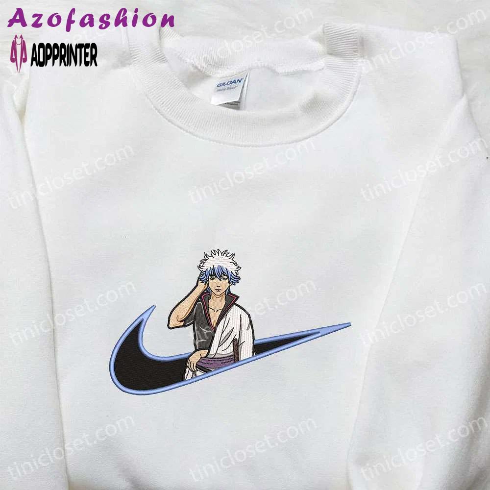 Gintoki sakata x nike anime embroidered t-shirt: gintama & nike inspired shirt Embroidered Shirt