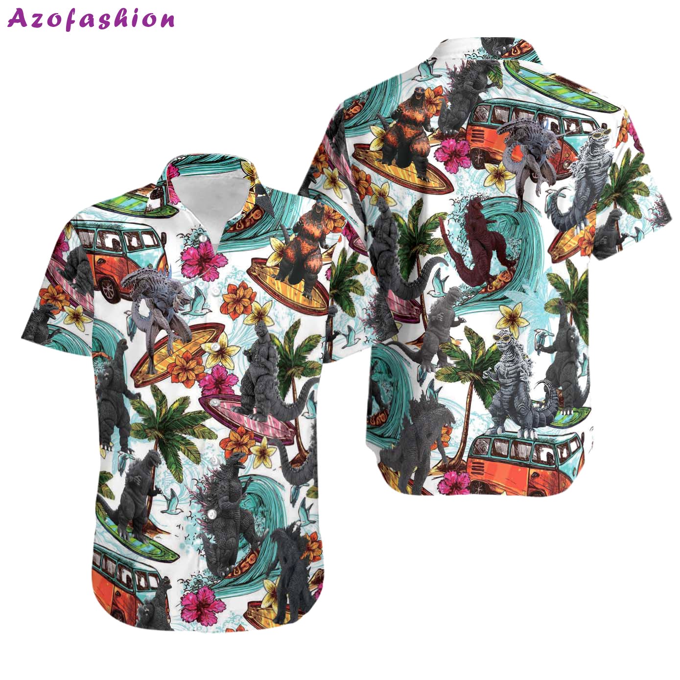 Godzilla hawaiian shirt Hawaii Shirt Shorts & Flip Flops